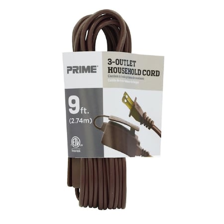 Prime Wire & Cable Prime Indoor 9 ft. L Brown Extension Cord 16/2 SPT-2 EC670609